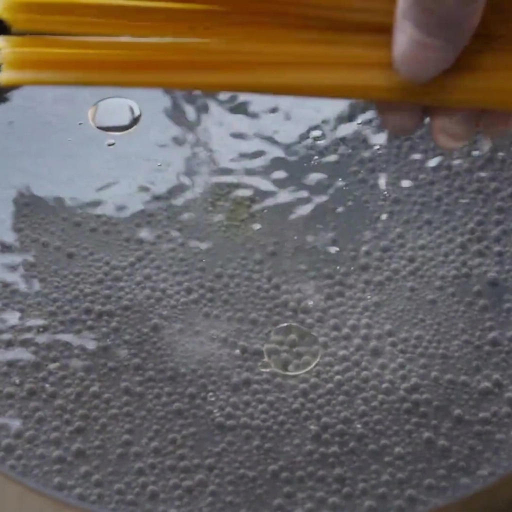 Des spaghettis crus plongés dans une grande casserole deau bouillante.