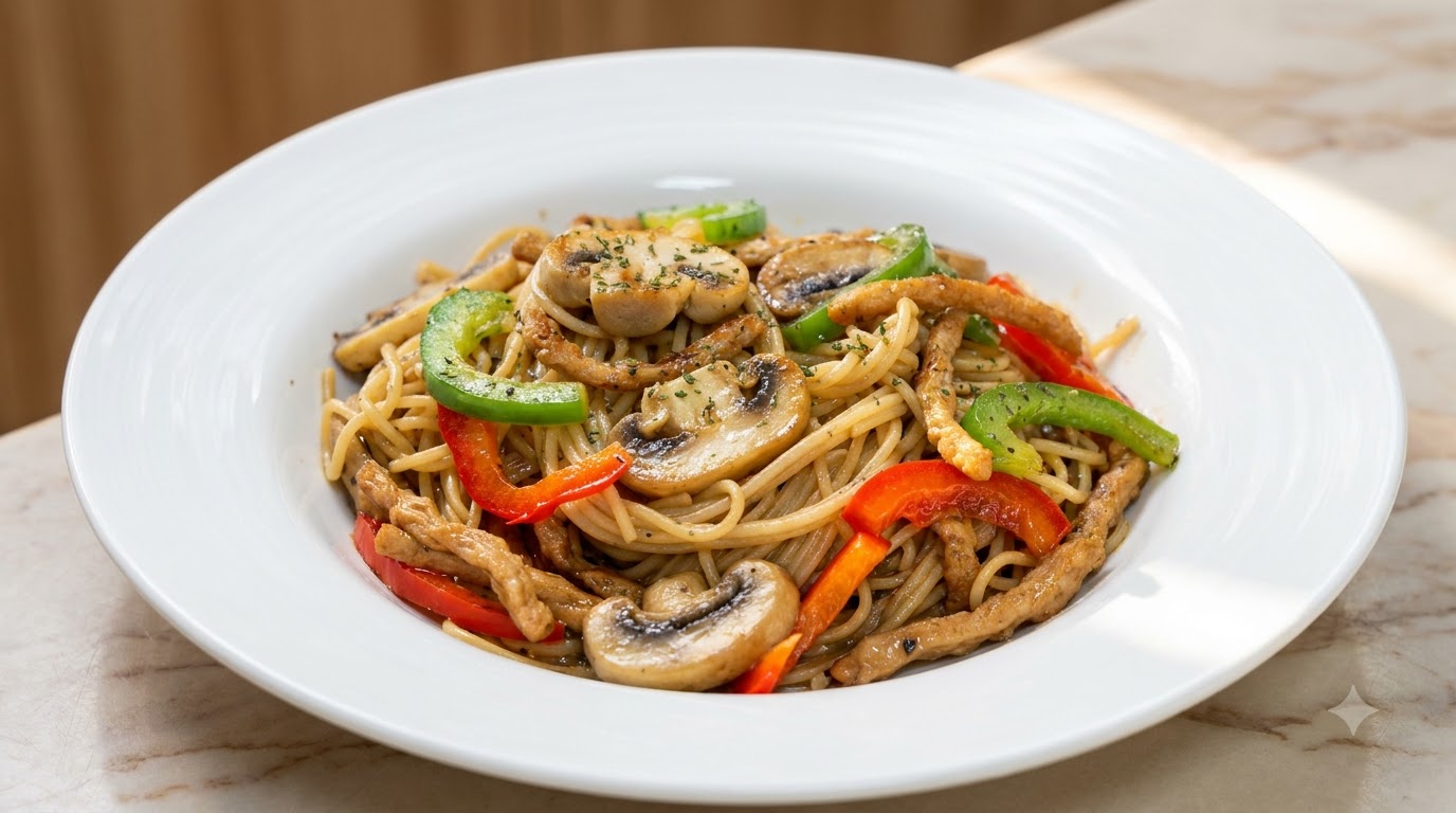 Spaghetti au Poivre Noir et Éminoncés Végétaux