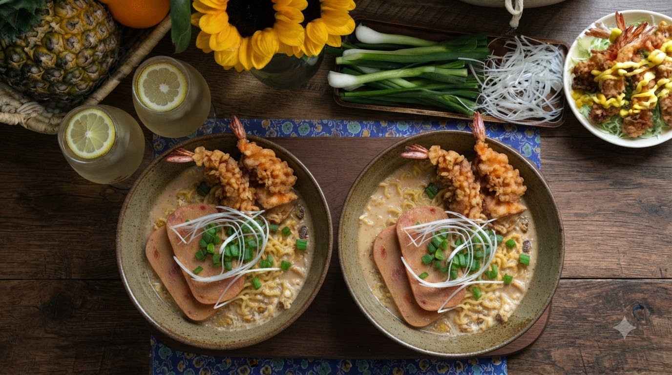 Ramen Tonkotsu et Crevettes Tempura
