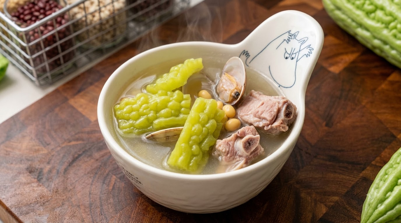 Soupe de Margose aux Palourdes, Travers de Porc et Soja