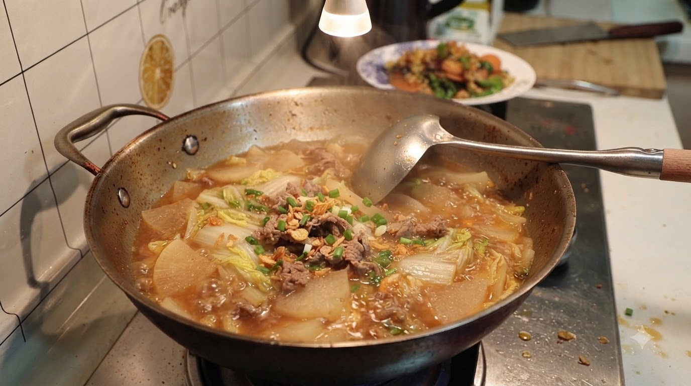 Soupe de Radis et Chou Napa à la Pâte de Piment