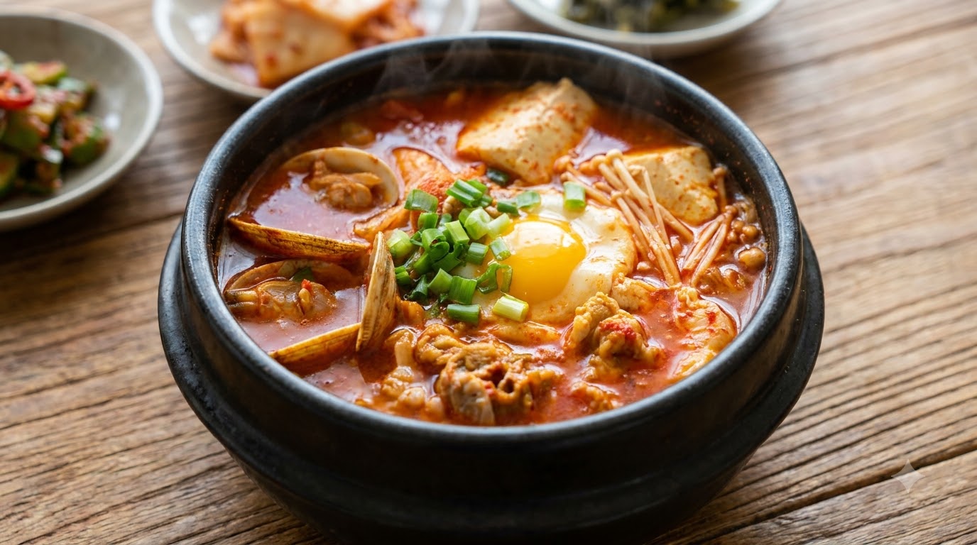 Soupe Coréenne Piquante au Tofu Soyeux (Sundubu Jjigae)