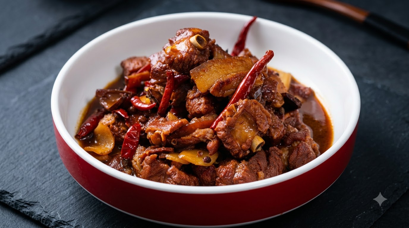 Travers et Poitrine de Porc Poêlés à Sec Façon Sichuan