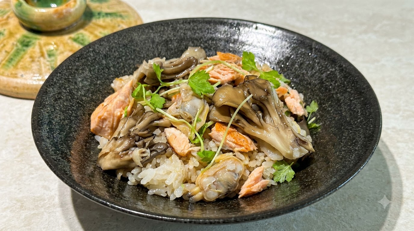 Riz en cocotte au saumon et aux palourdes