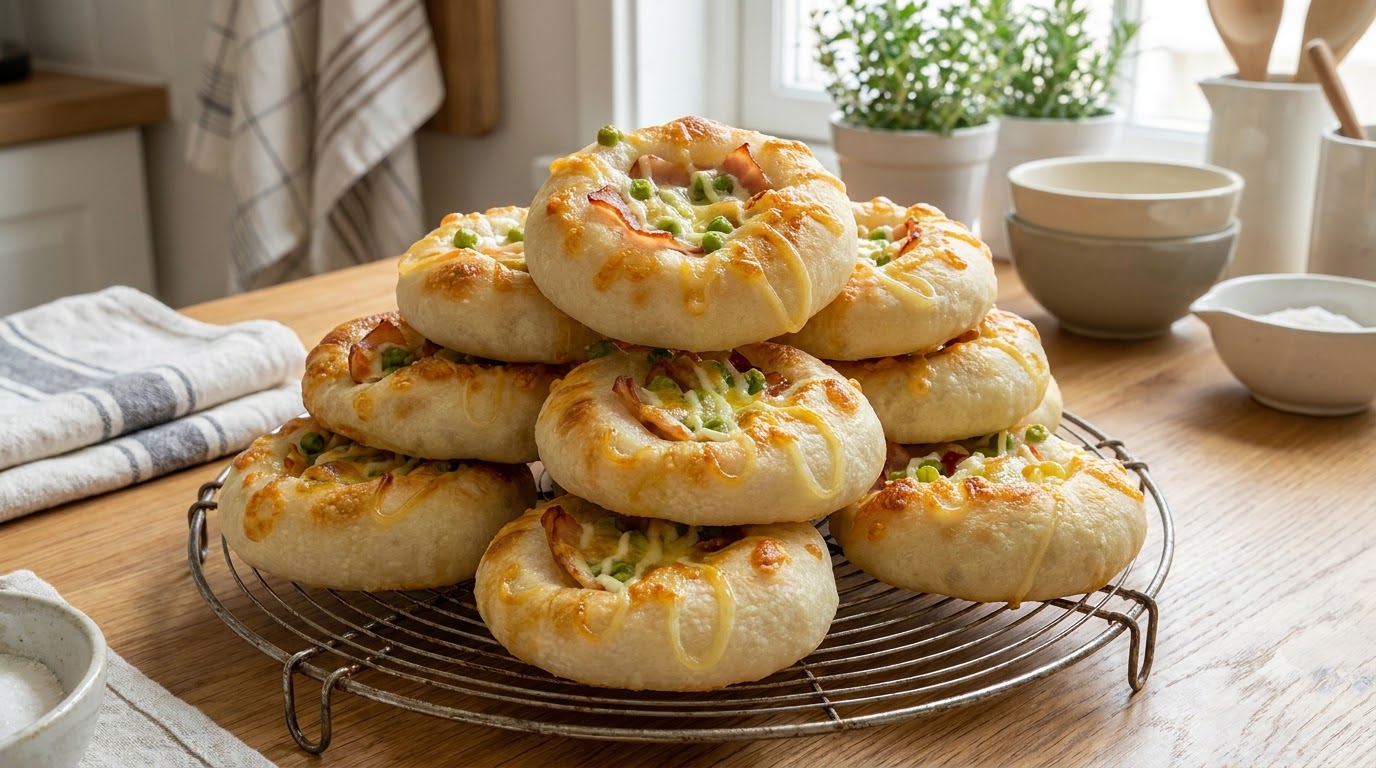Petits Pains Focaccia Moelleux au Bacon et Petits Pois