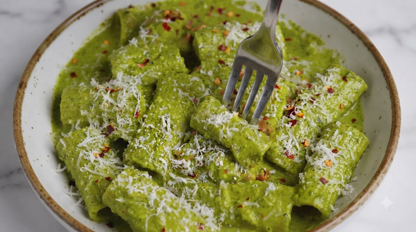 Rigatoni au Pesto et Tomates Cerises