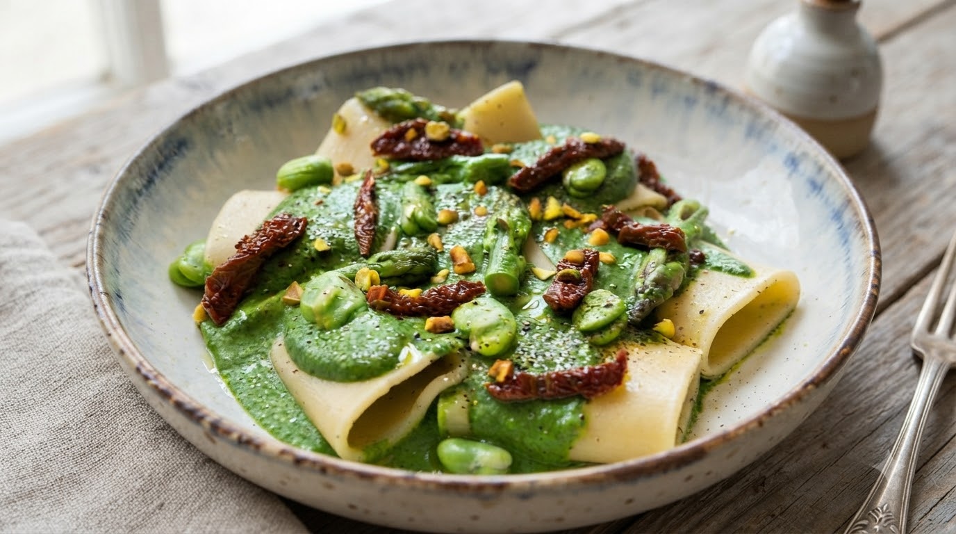 Pâtes Paccheri au Pesto Vert Printanier