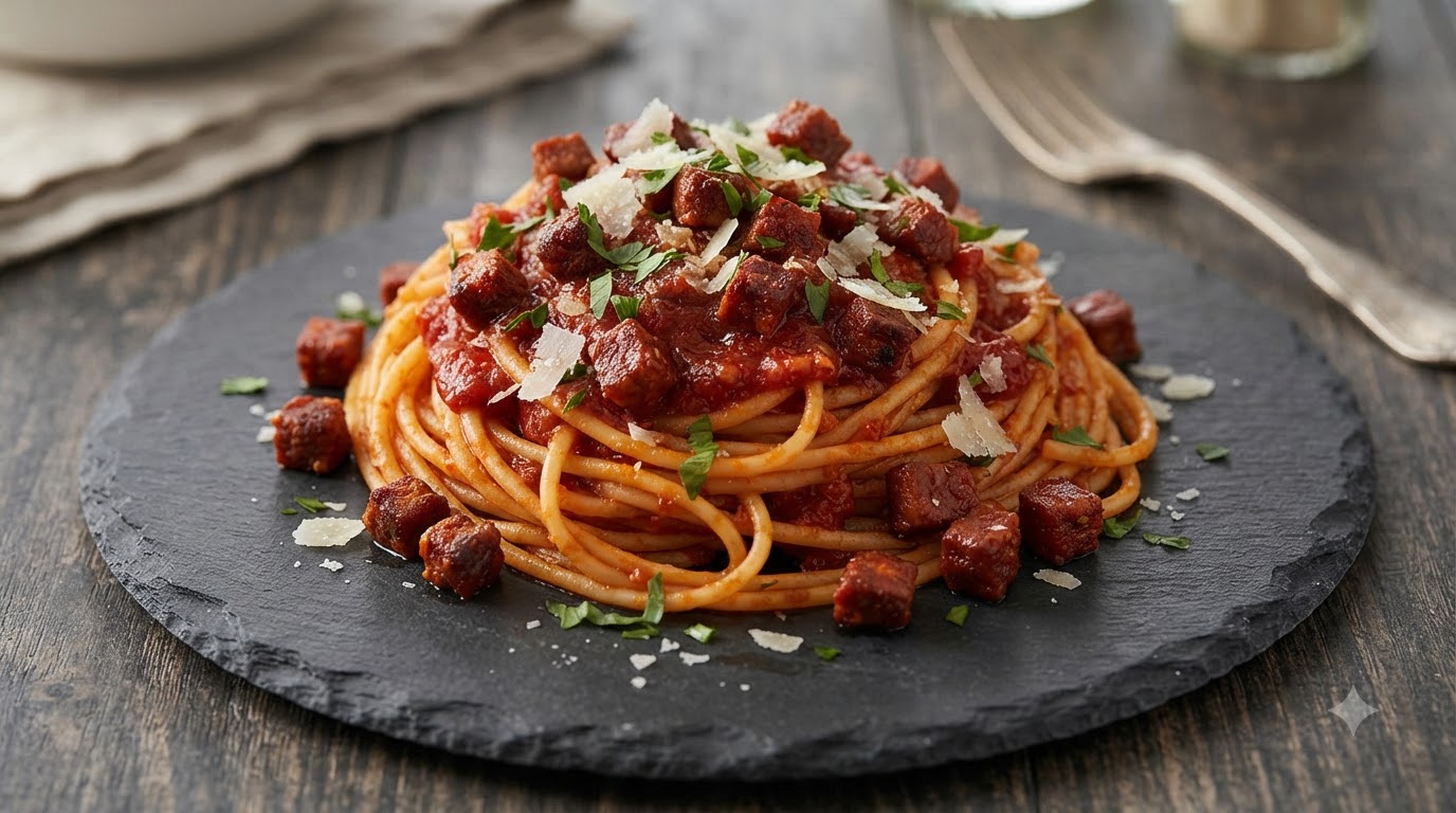 Spaghettis Rapides au Chorizo et Tomates Séchées