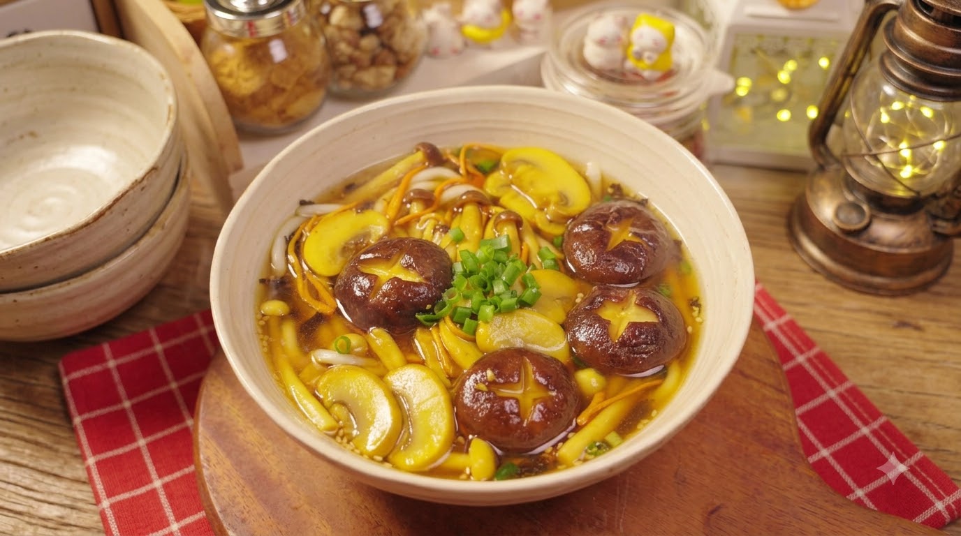 Soupe de Nouilles Végétarienne aux Champignons Frais