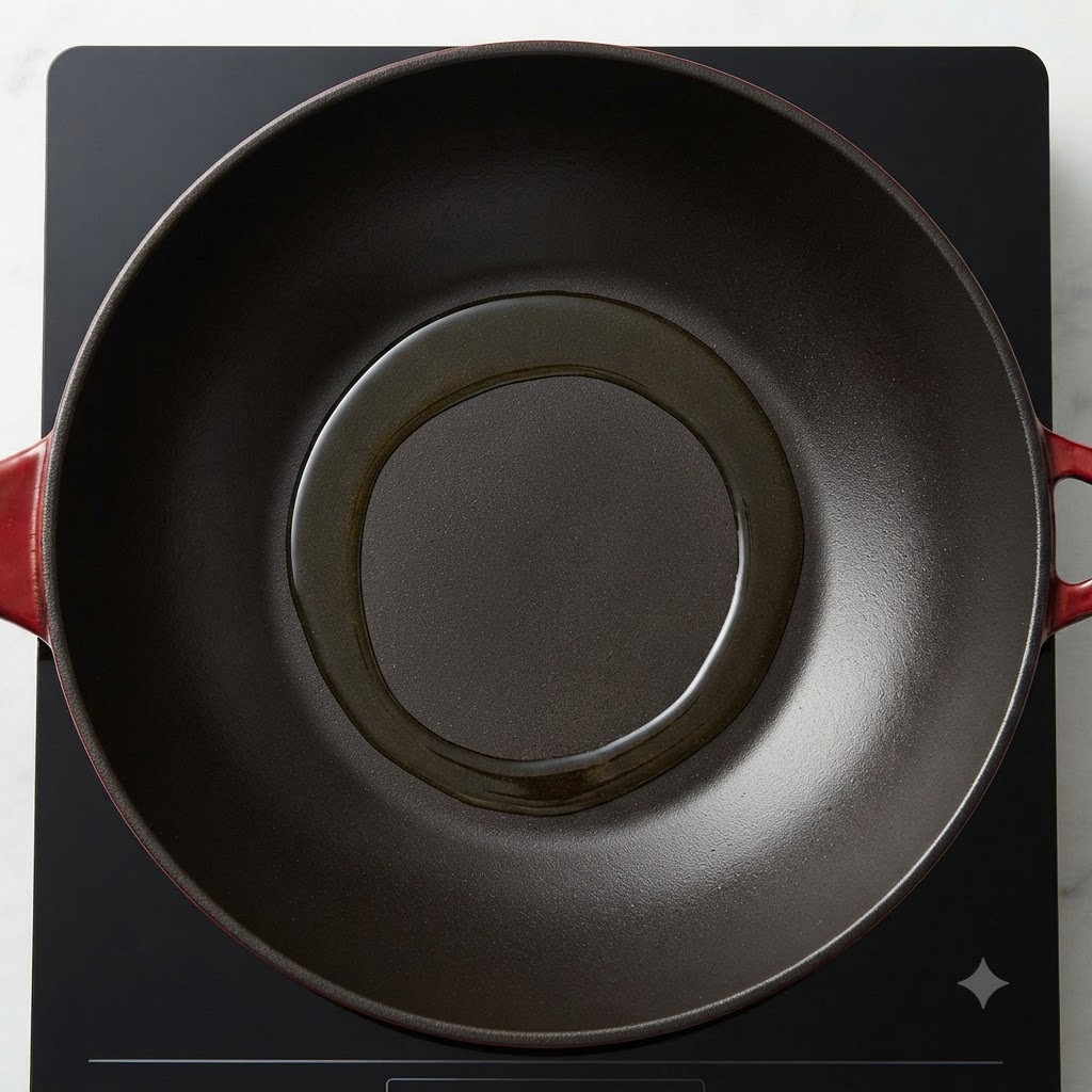 De lail émincé et des oignons verts hachés cuisant dans une poêle chaude.