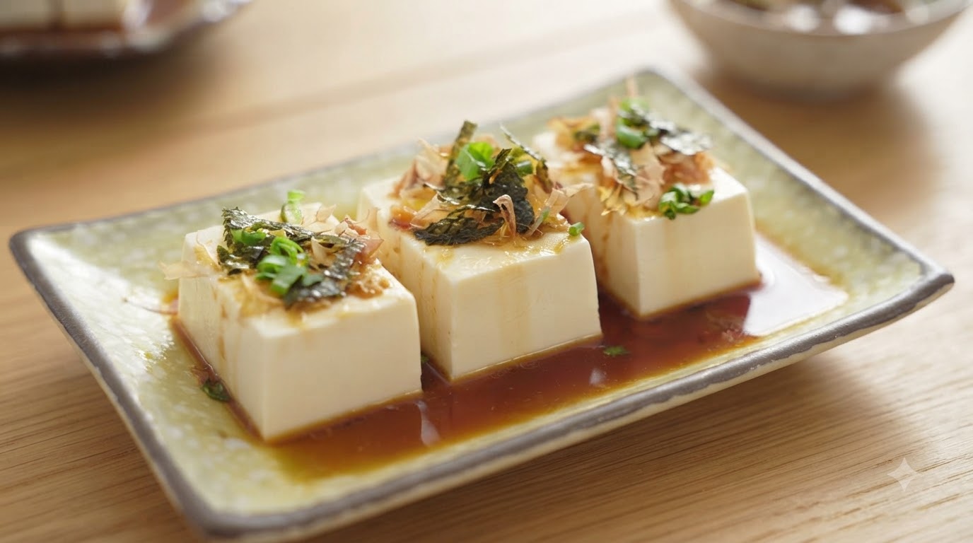 Tofu Froid Japonais à la Sauce Soja Spéciale (Hiyayakko)