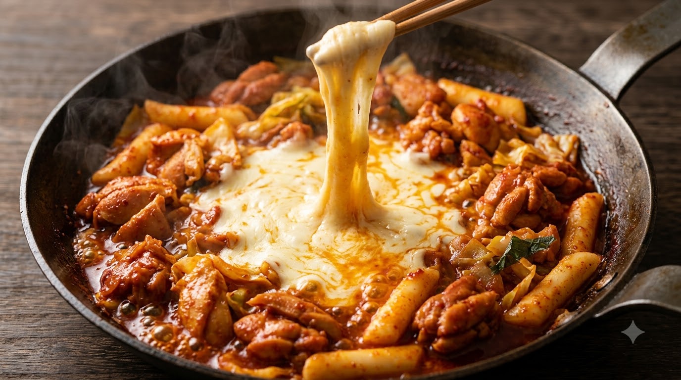 Dak-galbi classique de Chuncheon au fromage fondu