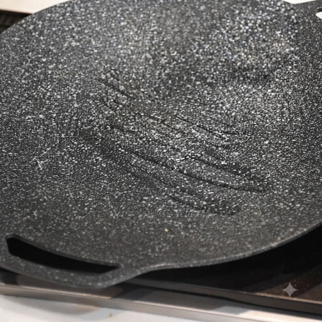 Une poêle à griller chaude huilée, prête pour toaster le pain.
