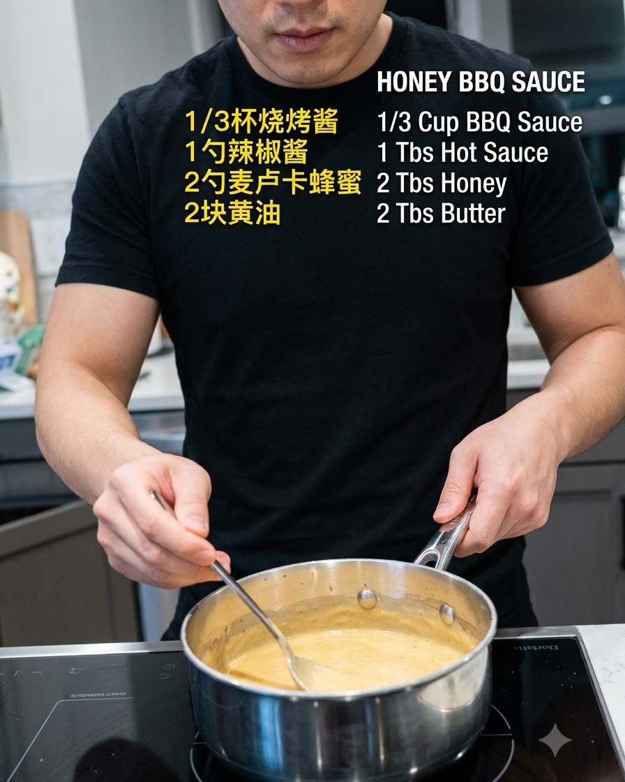 Une casserole contenant une sauce brune crémeuse chauffée sur une table de cuisson avec une cuillère en métal à lintérieur.