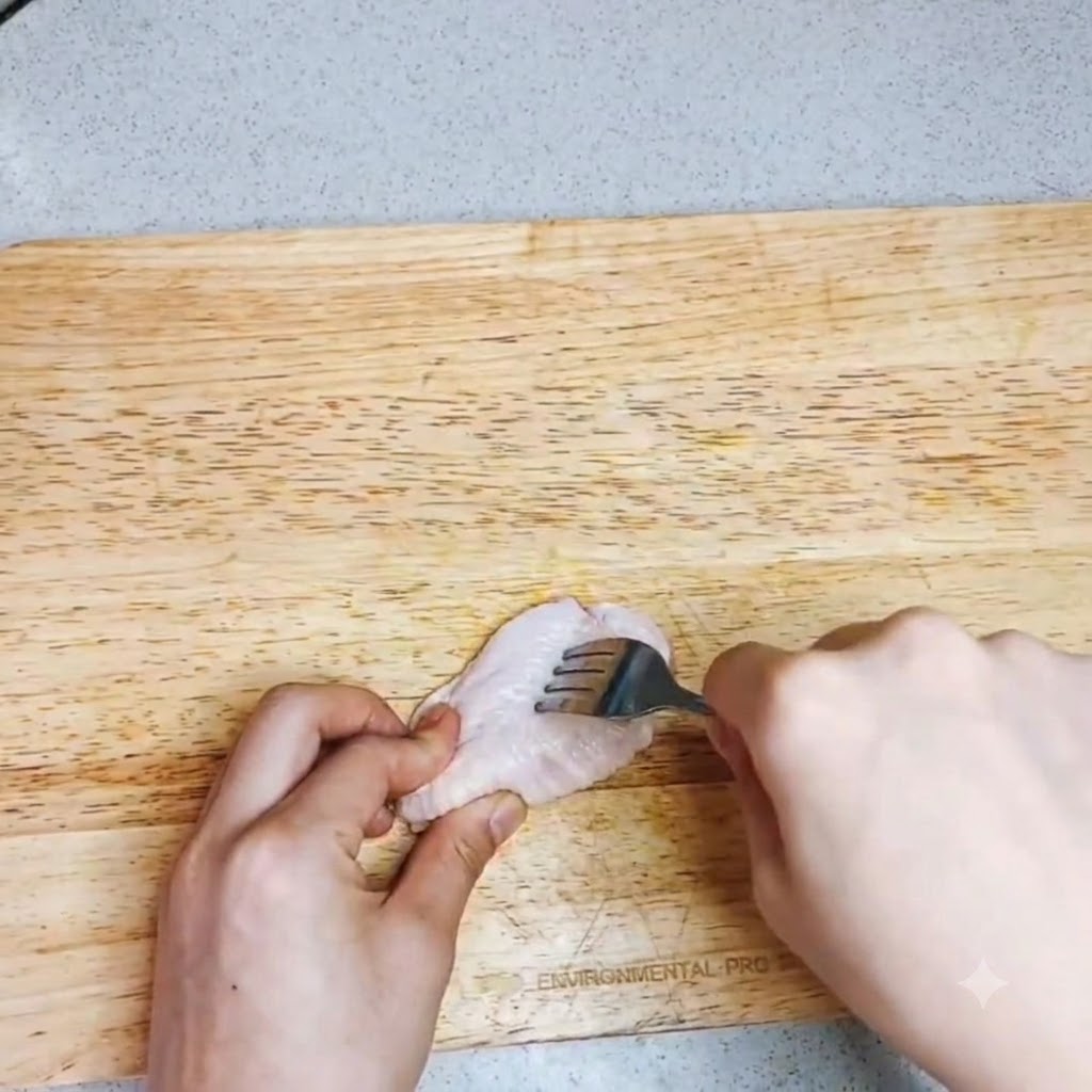 Une cuillerée de sel saupoudrée sur des ailes de poulet crues dans un bol blanc.