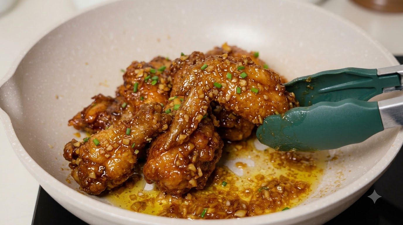 Poulet Frit Croustillant au Miel, Ail et Beurre