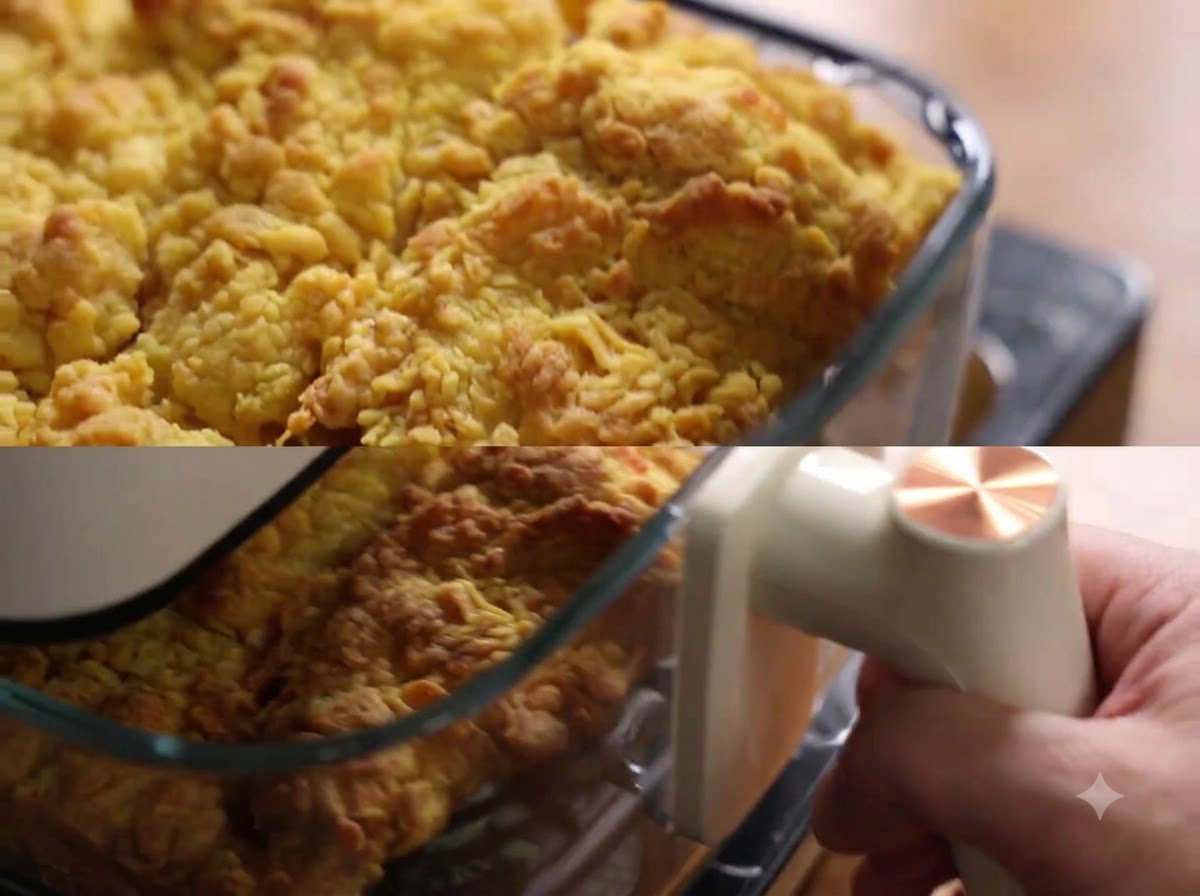 Morceau de poulet frotté soigneusement avec de la farine sèche pour former des écailles.