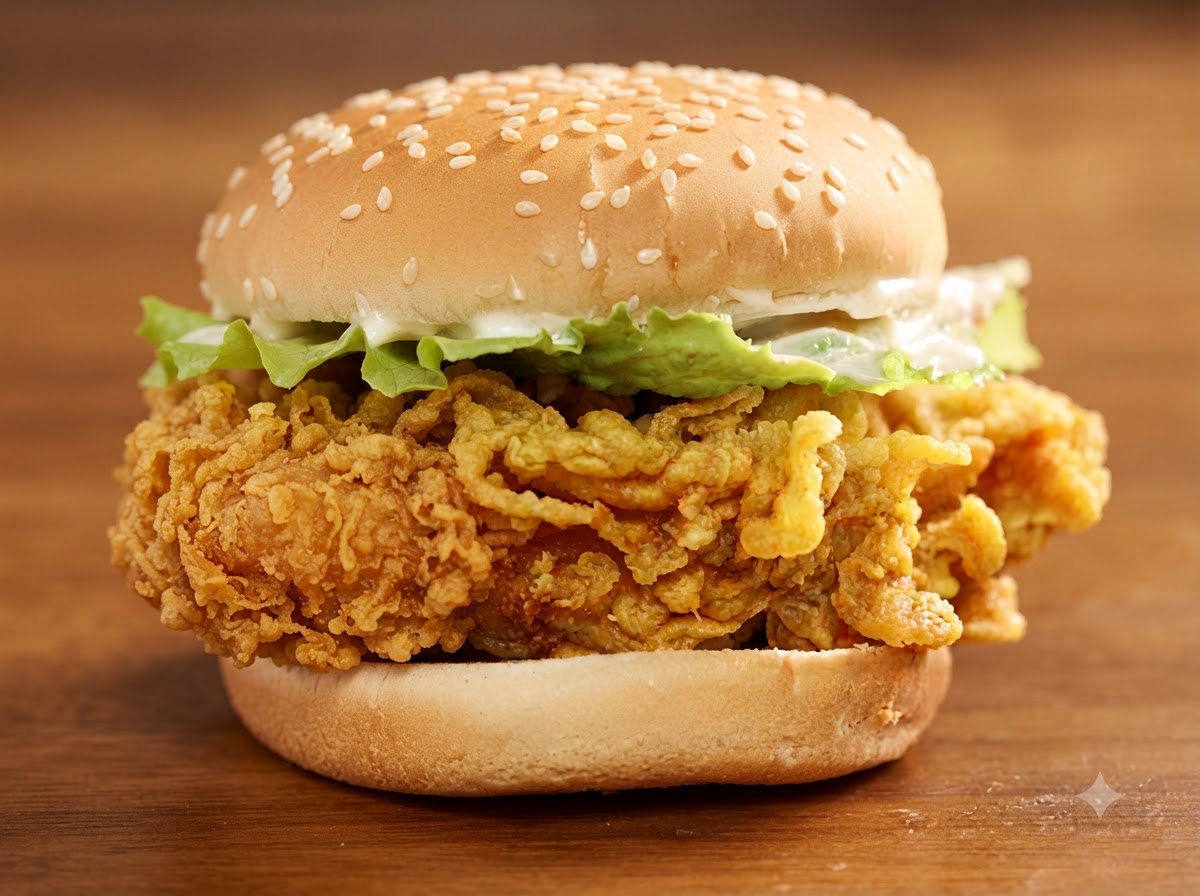 Gros plan dhuile badigeonnée sur un morceau de poulet enrobé à lintérieur dun panier de friteuse à air.